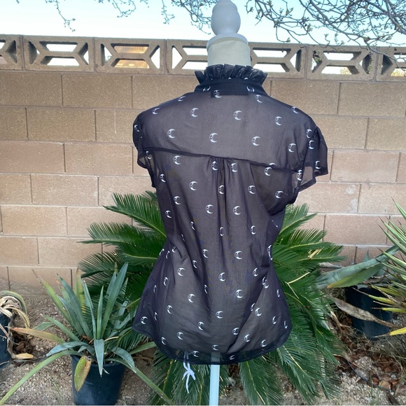 Killstar Gothic Punk Sheer Moon Victorian Button Up Blouse - Picture 6 of 9